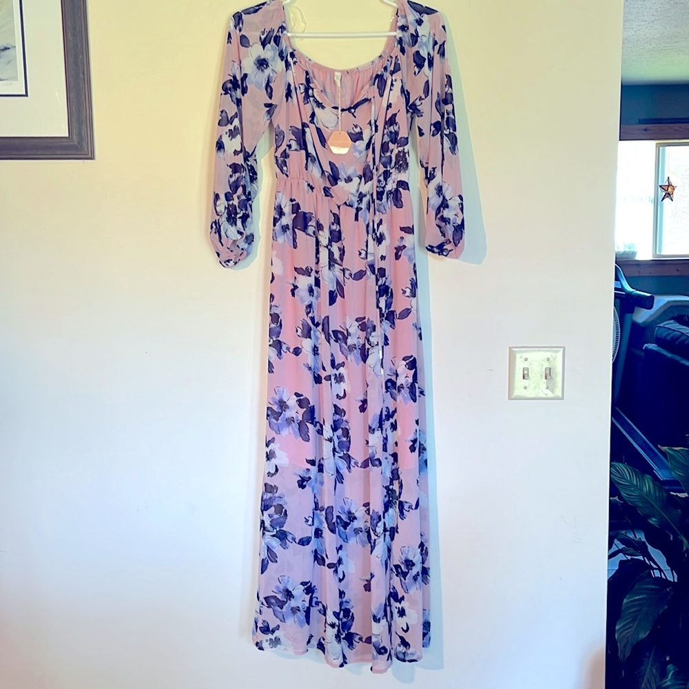 Pinkblush chiffon floor length dress